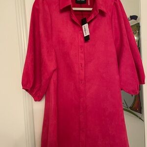 NWT. Never worn Dolce Cano pink ultra suede like fabric dress